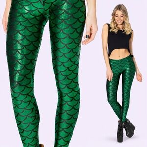 Black Milk Mermemerald Mermaid Leggings Metallic Green Scales S BMC Museum